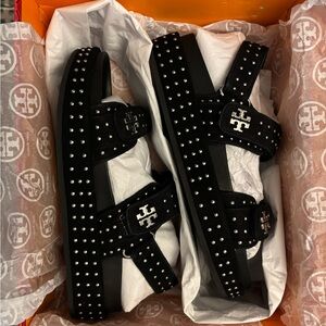 Tory Burch Black Sandals with Silver Studs